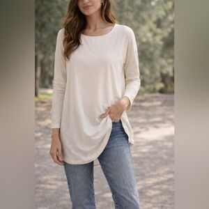 Soft Surroundings Cream Long Sleeve Top
